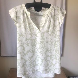Loft green and white top